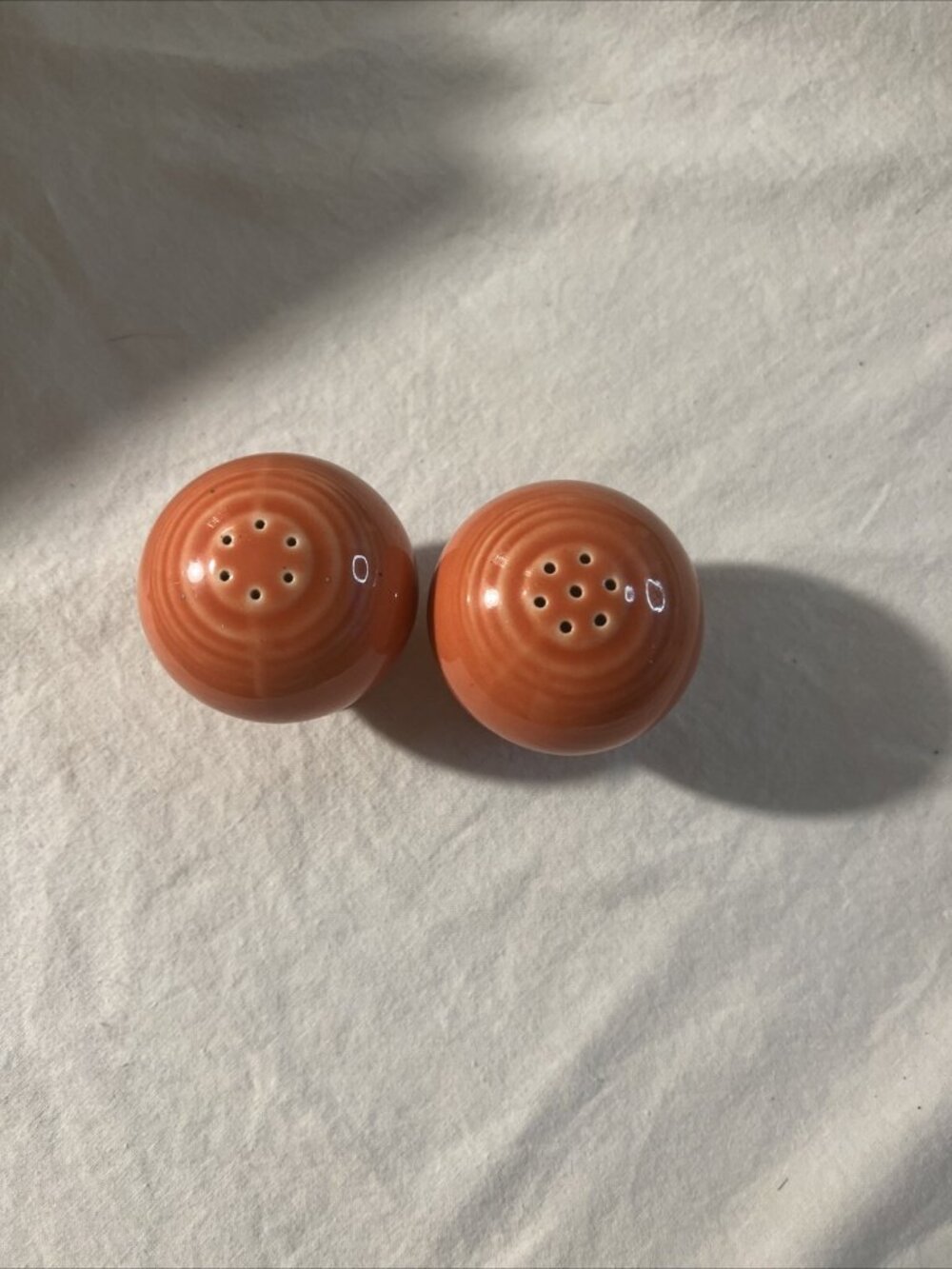 Fiesta Fiestaware peach ball salt pepper shakers